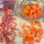 dry and rehydrated carrots