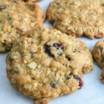 cranberry chocolate oat cookie close up