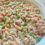 mac and cheese with ham and peas