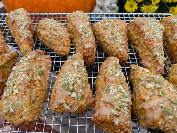 pumpkin scones on cooling rack
