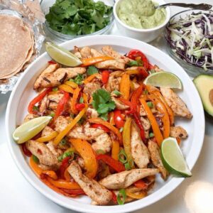 fajita chicken and peppers to serve