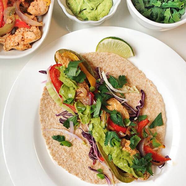 chicken fajitas ready to roll up