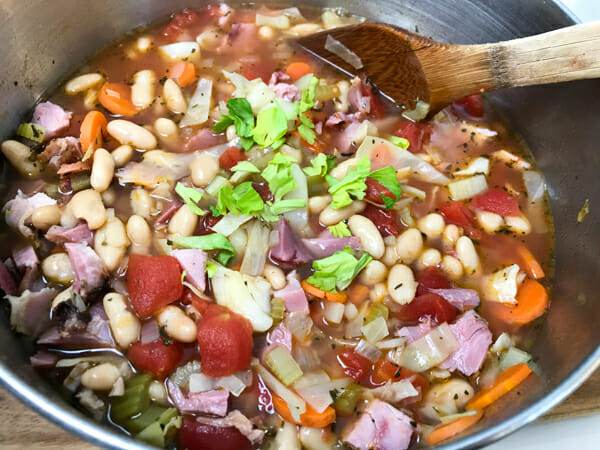 ham and bean soup in pot