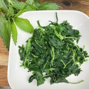 plate of blanched nettle