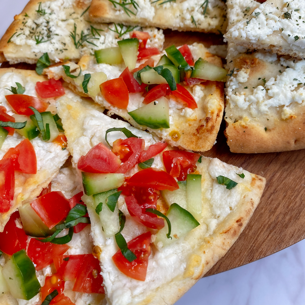 Quick and Easy Feta Flatbread Appetizers - Three Styles