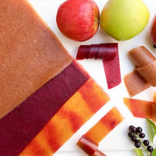 fruit leather with apples on the side
