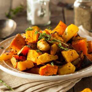 roasted root vegetables ready to serve