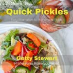 quick pickles text for cover of booklet with jar of mixed quick pickles